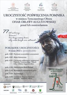 Zaproszenie na uroczystość poświęcenia pomnika w miejscu tymczasowego obozu Ofiar Obławy Augustowskiej
